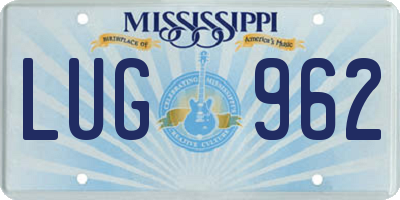 MS license plate LUG962