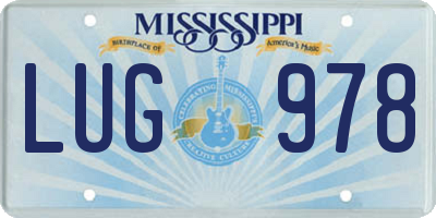 MS license plate LUG978