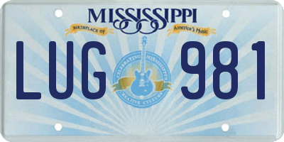 MS license plate LUG981