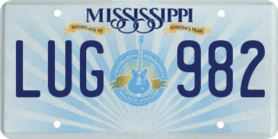 MS license plate LUG982