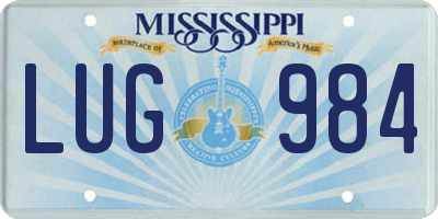 MS license plate LUG984