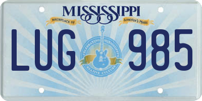 MS license plate LUG985