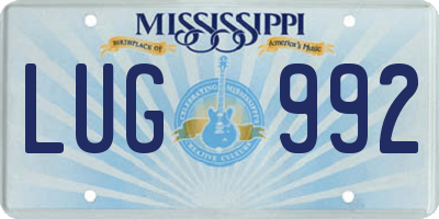 MS license plate LUG992