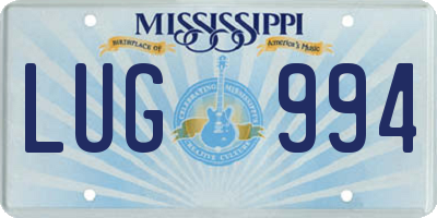 MS license plate LUG994