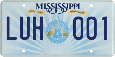 MS license plate LUH001