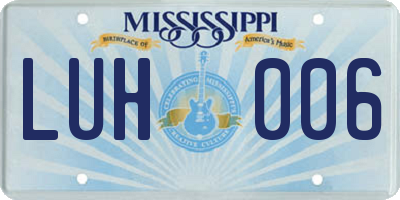 MS license plate LUH006