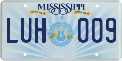 MS license plate LUH009