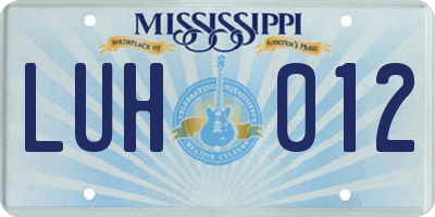 MS license plate LUH012