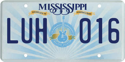 MS license plate LUH016