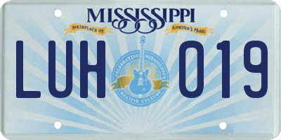 MS license plate LUH019