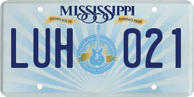 MS license plate LUH021