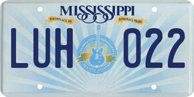 MS license plate LUH022