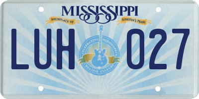 MS license plate LUH027