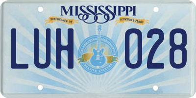 MS license plate LUH028