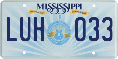 MS license plate LUH033