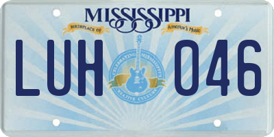 MS license plate LUH046