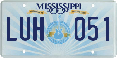 MS license plate LUH051