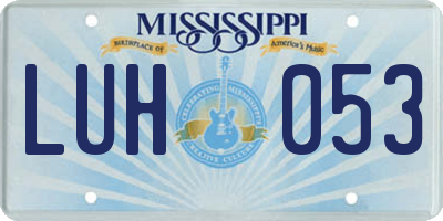 MS license plate LUH053