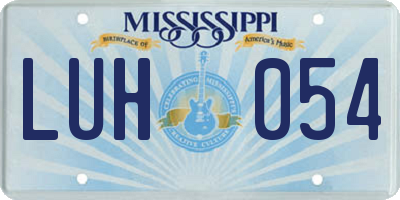MS license plate LUH054
