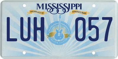 MS license plate LUH057