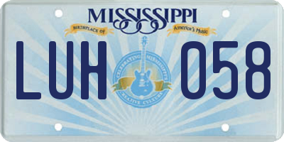 MS license plate LUH058