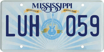 MS license plate LUH059