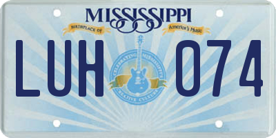 MS license plate LUH074