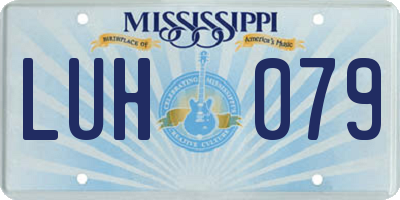MS license plate LUH079