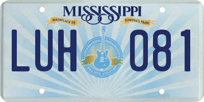 MS license plate LUH081
