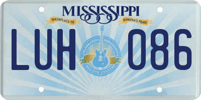 MS license plate LUH086