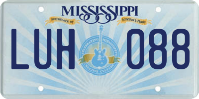 MS license plate LUH088