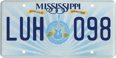 MS license plate LUH098