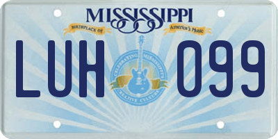 MS license plate LUH099