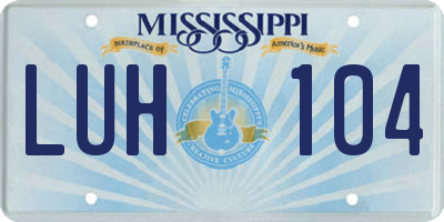 MS license plate LUH104