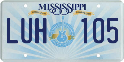 MS license plate LUH105