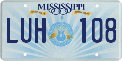 MS license plate LUH108