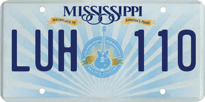 MS license plate LUH110