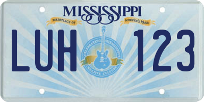 MS license plate LUH123
