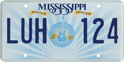 MS license plate LUH124