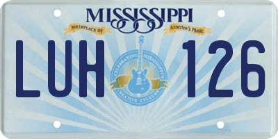 MS license plate LUH126