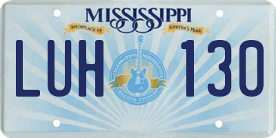 MS license plate LUH130