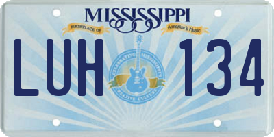 MS license plate LUH134