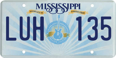 MS license plate LUH135