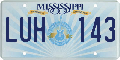 MS license plate LUH143