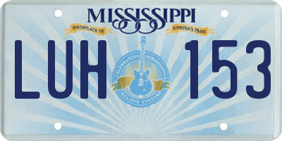 MS license plate LUH153