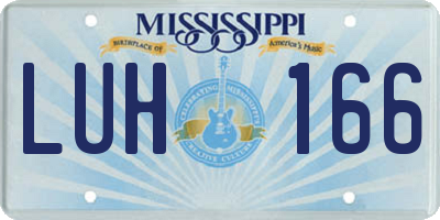 MS license plate LUH166