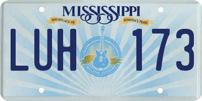 MS license plate LUH173