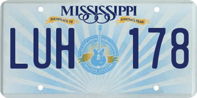 MS license plate LUH178