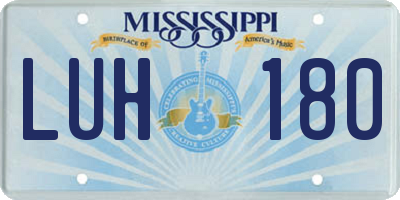 MS license plate LUH180