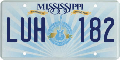 MS license plate LUH182